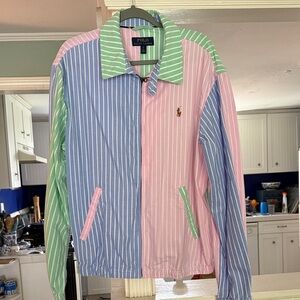 Polo Ralph Lauren Striped Multicolor Oxford Patchwork Fun Jacket